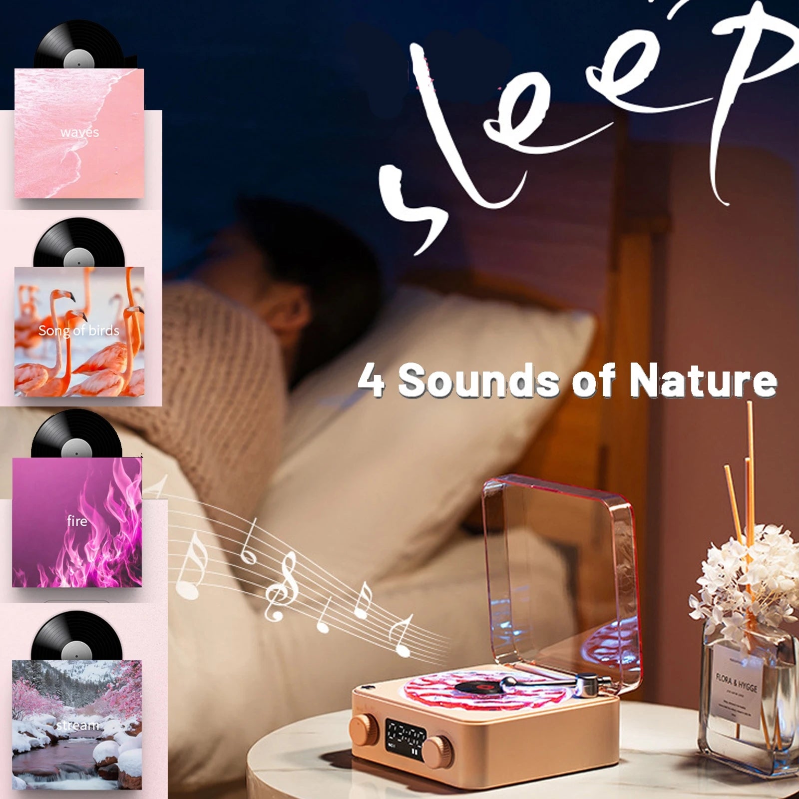 Waves Vinyl Player Portable Speaker with White Noise Dynamic RGB Light Retro Vintage Sleep Aid Turntable Speaker Home Theater Waves Vinyl Player Portable Speaker with White Noise Dynamic RGB Light Retro Vintage Sleep Aid Turntable Speaker Home Theater